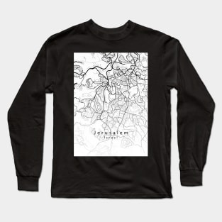 Jerusalem Israel City Map Long Sleeve T-Shirt